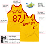 Custom Gold Red Authentic Throwback Basketball Jersey