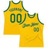 Custom Gold Kelly Green Authentic Throwback Basketball Jersey
