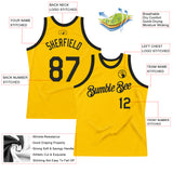Custom Gold Black Authentic Throwback Basketball Jersey