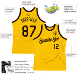 Custom Gold Brown Authentic Throwback Basketball Jersey
