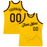 Custom Gold Brown Authentic Throwback Basketball Jersey