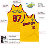 Custom Gold Red-Royal Authentic Throwback Basketball Jersey