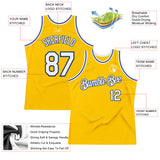 Custom Gold White-Royal Authentic Throwback Basketball Jersey