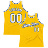 Custom Gold White-Royal Authentic Throwback Basketball Jersey