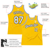 Custom Gold White-Navy Authentic Throwback Basketball Jersey