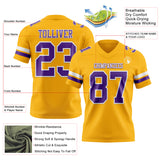 Custom Gold Purple-White Authentic Football Jersey