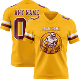Custom Gold Burgundy-White Authentic Football Jersey