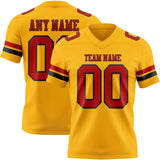 Custom Gold Red-Black Authentic Football Jersey