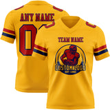 Custom Gold Red-Navy Authentic Football Jersey
