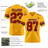 Custom Gold Red-Navy Authentic Football Jersey