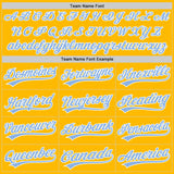 Custom Stitched Gold Light Blue-White Baseball Pullover Sweatshirt Hoodie