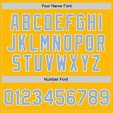 Custom Stitched Gold Light Blue-White Baseball Pullover Sweatshirt Hoodie