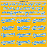 Custom Stitched Gold Powder Blue-White Baseball Pullover Sweatshirt Hoodie