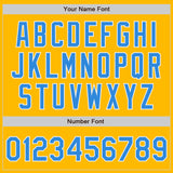 Custom Stitched Gold Powder Blue-White Baseball Pullover Sweatshirt Hoodie