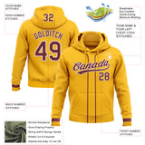 Custom Stitched Gold Burgundy-White Baseball Pullover Sweatshirt Hoodie
