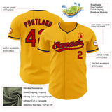 Custom Gold Red-Navy Authentic Baseball Jersey
