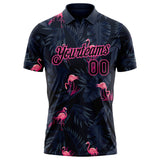 Custom Black Pink 3D Pattern Design Flamingo Performance Golf Polo Shirt