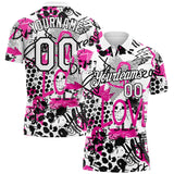 Custom Graffiti Pattern White-Black 3D Performance Golf Polo Shirt