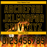 Custom Black Yellow 3D Pattern Design Flame Billiards 8 Ball Performance Polo Shirt