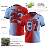 Custom Light Blue Red-Black Authentic Gradient Fashion Football Jersey