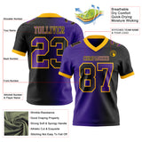 Custom Black Purple-Gold Authentic Gradient Fashion Football Jersey