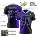 Custom Black Purple-Light Blue Authentic Gradient Fashion Football Jersey