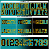 Custom Black Teal-Gold Authentic Gradient Fashion Football Jersey