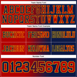 Custom Navy Red-Gold Authentic Gradient Fashion Football Jersey