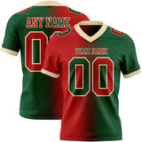 Custom Green Red-Cream Authentic Gradient Fashion Football Jersey