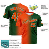 Custom Green Orange-White Gradient Fashion Performance T-Shirt