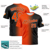 Custom Black Orange-White Gradient Fashion Performance T-Shirt