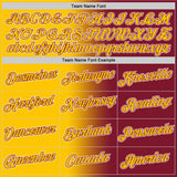 Custom Crimson Yellow-White Gradient Fashion Performance T-Shirt