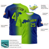 Custom Royal Neon Green-Black Gradient Fashion Performance T-Shirt