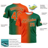 Custom Kelly Green Orange-White Gradient Fashion Performance T-Shirt