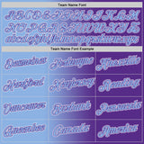 Custom Purple Light Blue-White Gradient Fashion Performance T-Shirt