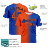 Custom Thunder Blue Orange-Black Gradient Fashion Performance T-Shirt
