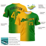 Custom Grass Green Gold-Black Gradient Fashion Performance T-Shirt