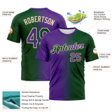 Custom Green Purple-Cream Gradient Fashion Performance T-Shirt