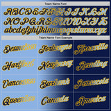 Custom Navy Light Blue-Gold Gradient Fashion Performance T-Shirt