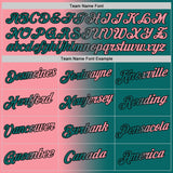 Custom Teal Medium Pink-Black Gradient Fashion Performance T-Shirt