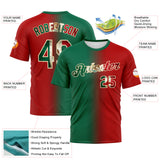Custom Red Vintage Mexican Flag Kelly Green-City Cream Gradient Fashion Performance T-Shirt