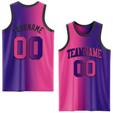Custom Purple Pink-Black Authentic Gradient Fashion Basketball Jersey