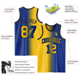 Custom Royal Yellow-Black Authentic Gradient Fashion Basketball Jersey