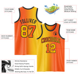 Custom Orange Yellow-Black Authentic Gradient Fashion Basketball Jersey