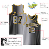 Custom Black Gray-Old Gold Authentic Gradient Fashion Basketball Jersey