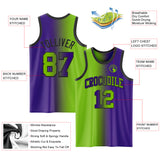 Custom Purple Neon Green-Black Authentic Gradient Fashion Basketball Jersey