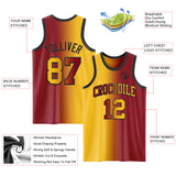 Custom Maroon Gold-Black Authentic Gradient Fashion Basketball Jersey