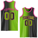 Custom Black Neon Green-Pink Authentic Gradient Fashion Basketball Jersey