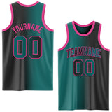 Custom Black Teal-Pink Authentic Gradient Fashion Basketball Jersey