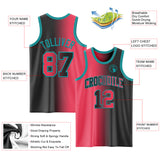 Custom Black Neon Pink-Teal Authentic Gradient Fashion Basketball Jersey